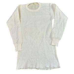 Vintage Hanes Thermal Shirt Mens Large Long White Waffle Base Layer 70s 80s